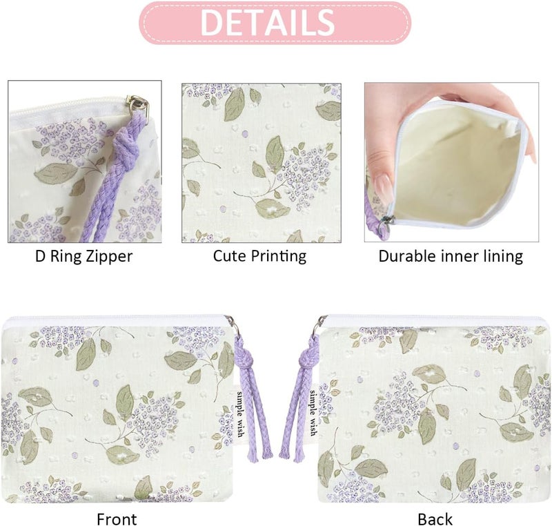 Modacarry Store Cotton Floral Small Organizer Bag Coin Pouch with Cute Prints Zipper for Women Girls (HYDRANGEA) - Image 4
